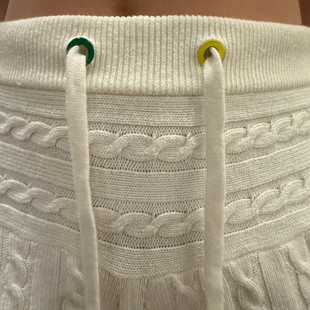 STAUD High Waist Cable Knit White Shorts - Picture 3 of 5
